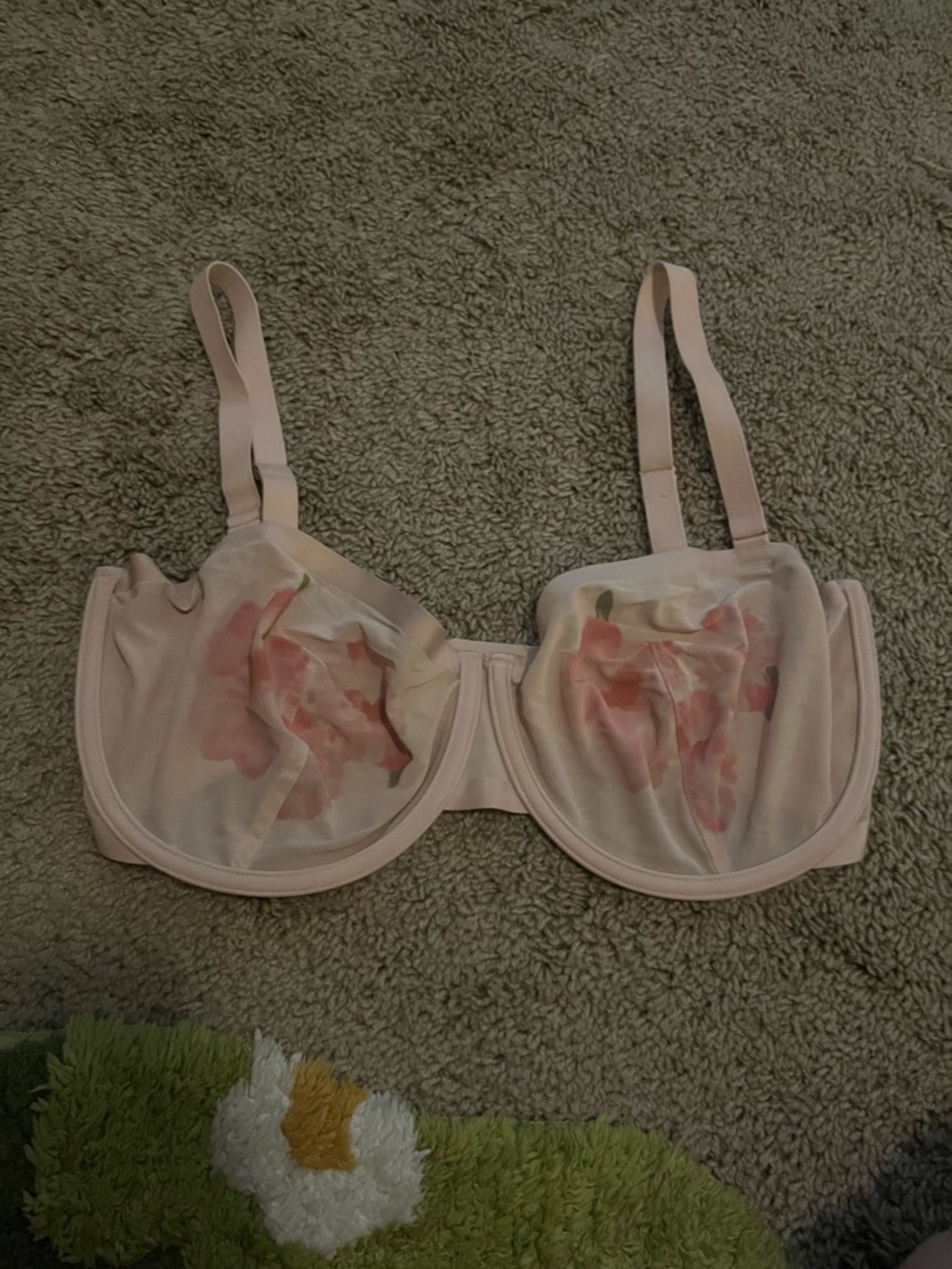 Pink Floral Underwire Bra balconette mesh cuup 34h